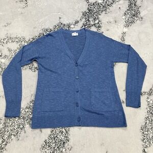 Caslon‎ Blue Linen Blend Cardigan Button Front V Neck Womens Small NWOT